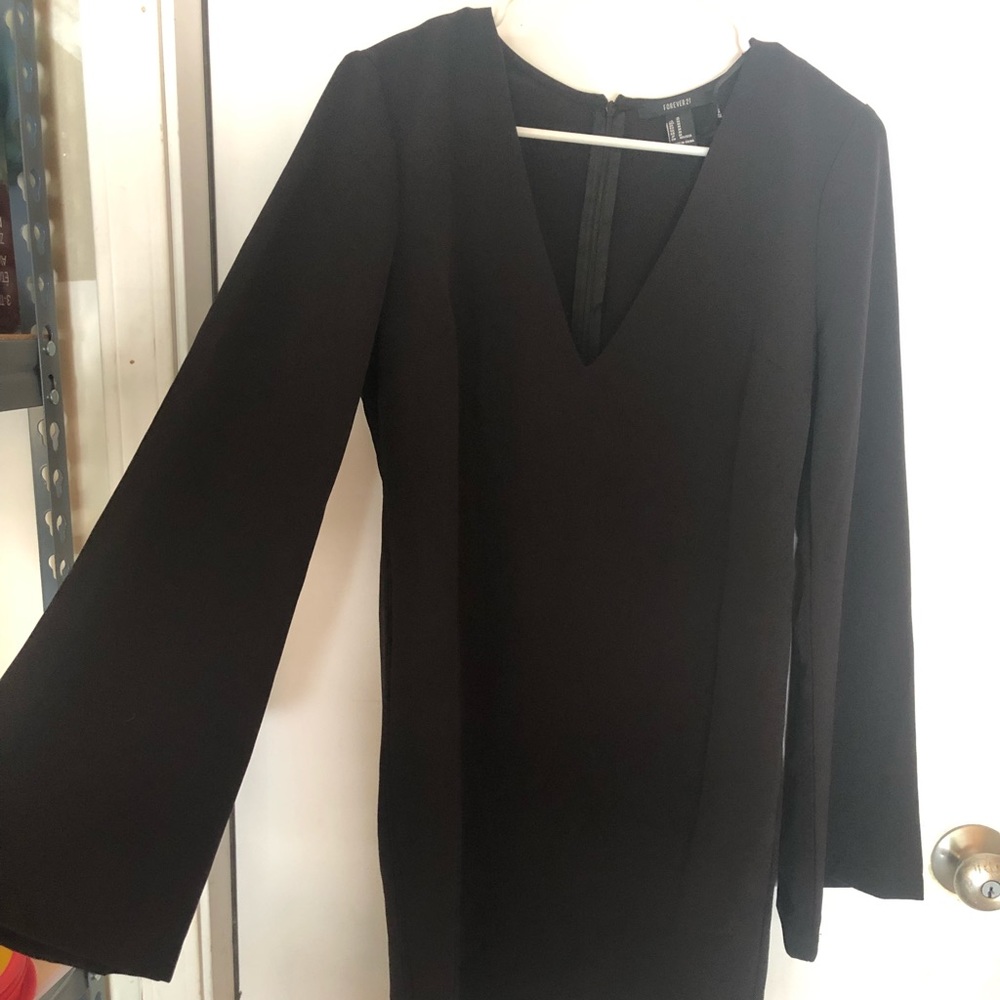 Black flare sleeve dress